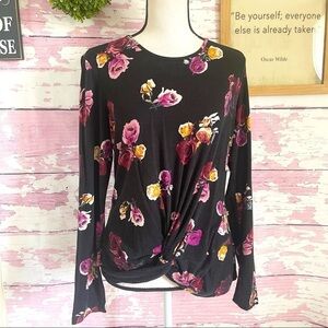 THAKOON Long Sleeve Floral Wrap Blouse Medium